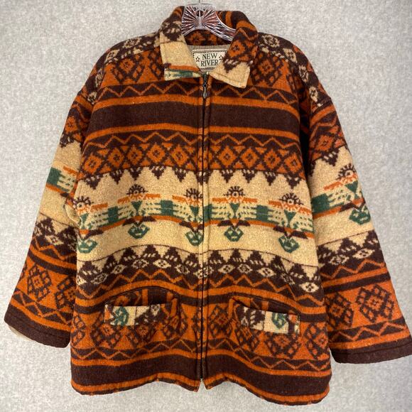 🔥 New River Wool Blend Jacket 🧥 L Western Aztec Vibes - Picture 12 of 12